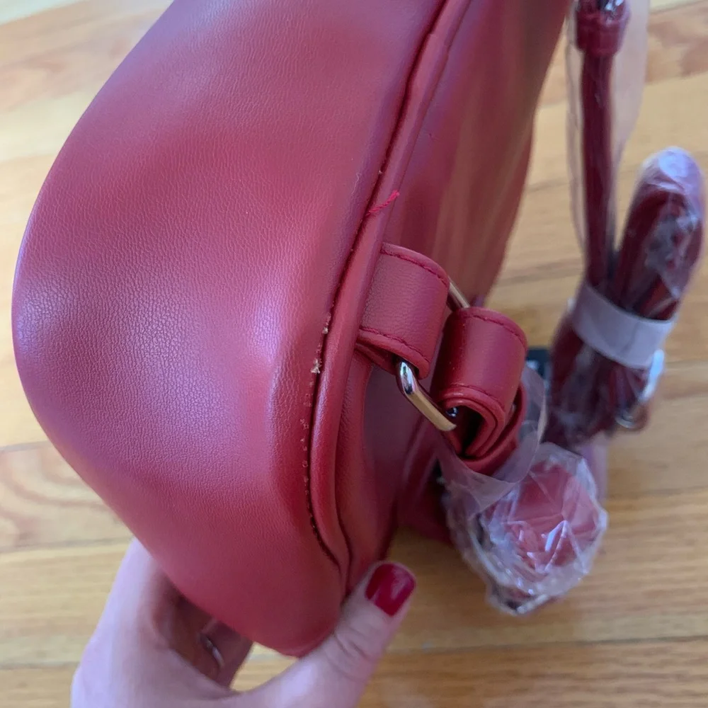 Badgley Mischka Vegan Leather Red Mini Studded Backpack NWT. - Picture 11 of 16